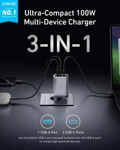 Фото: Зарядний пристрій Anker GaNPrime Charger GaN 100W Silver (A2688341) № 2 | KTC