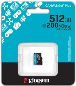 Фото: FLASH пам'ять Kingston Canvas Go Plus UHS-I U3 V30 A2 Micro SDXC 512GB (SDCG4/512GBSP) № 3 | KTC