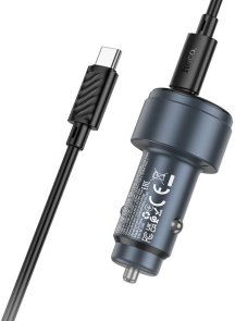 Автомобільний зарядний пристрій Hoco Z57B Glorious 63W Metal Gray with Type-C / Type-C (6942007633185)