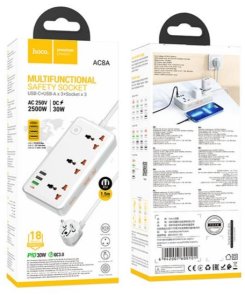 Мережевий фільтр Hoco AC8A Storm 4xUSB 3/1.5m White (6942007600101)
