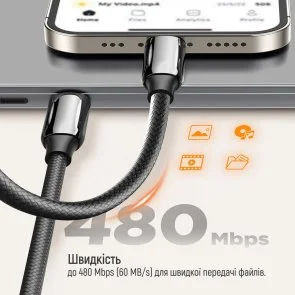 Фото: Кабель ColorWay PD 5A 240W Type-C / Type-C 2m Black (CW-CBPDCC070-BK) № 7 | KTC