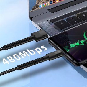 Кабель ColorWay 2.4A AM / Type-C 1m Black (CW-CBUC063-BK)