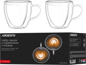Фото: Набір чашок Ardesto 330ml 2pcs Clear (AR2633BHL) № 6 | KTC