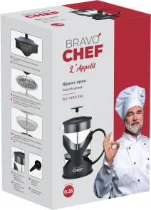 Фото: Френч-прес Bravo Chef L Appetit 350ml Black (BC-7302-350) № 6 | KTC