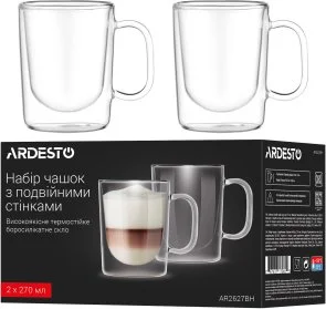 Фото: Набір чашок Ardesto 270ml 2pcs Clear (AR2627BH) № 5 | KTC
