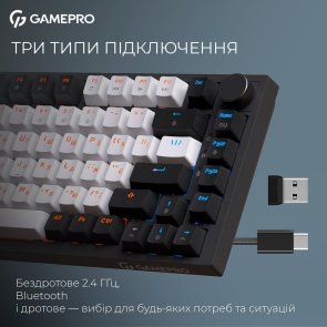 Клавіатура GamePro Asgard Valhalla MK160B Pro RGB WL/BT/USB Black