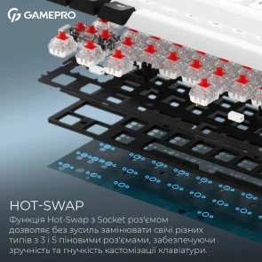 Фото: Клавіатура GamePro Asgard Valhalla MK210B Pro RGB WL/BT/USB White (MK210W Pro) № 11 | KTC