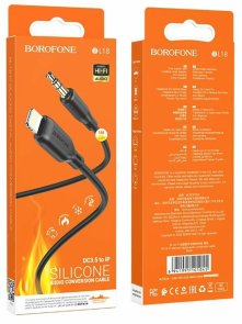 Кабель BOROFONE BL18 Jack 3.5mm / Lightning 1m Black (6941991101045)