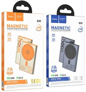 Батарея універсальна Hoco Q32 Bird 5000mah Wireless Magnetic 20W Metal Gray (6942007634076)