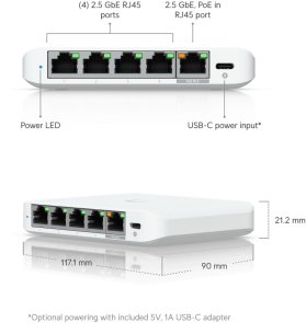 Комутатор Ubiquiti Flex Mini 2.5G (USW-FLEX-2.5G-5)