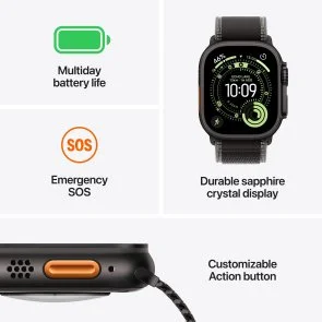 Фото: Смарт годинник Apple Watch Ultra 3 - 49mm Natural Titanium Case with Light Blue Alpine Loop - Medium (MEWM4) № 3 | KTC
