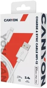 Фото: Кабель Canyon MFI-12 AM / Lightning 2m White (CNS-MFIC12W) № 2 | KTC