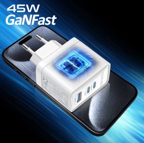 Зарядний пристрій Promate PowerPort-45 White (powerport-45.white)