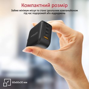 Зарядний пристрій Promate GaNPort4-100PD Black (ganport4-100pd.black)