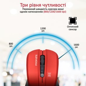 Миша Promate Contour Red (6959144054865)