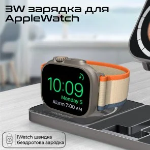 Фото: Бездротова зарядна станція Promate AuraSlate-Trio Black (6959144065984) № 6 | KTC