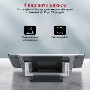 Фото: Підставка для ноутбука Promate Deskmate-5 Silver (6959144052502) № 3 | KTC