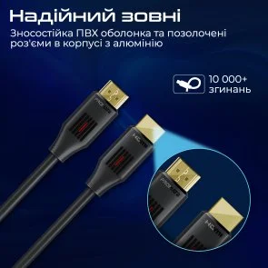 Фото: Кабель Promate ProLink4K60-300 HDMI / HDMI v.2.0 3m Black (6959144063867) № 6 | KTC
