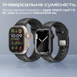 Ремінець Promate for Apple Watch 42/44/45/49 - Siliband-dc Black (6959144067377)