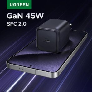 Мережевий зарядний пристрій Ugreen X524, 1xType-C, GaN, 45W, Black (65052)