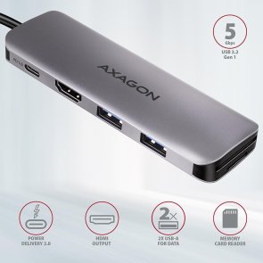 USB-хаб Axagon 5in1 HMC-5 Grey