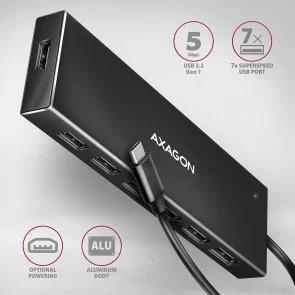 Фото: USB-хаб Axagon HUE-F7C Black № 2 | KTC