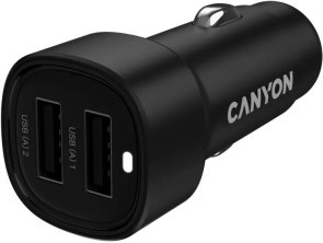 Автомобільний зарядний пристрій Canyon OnDrive 24 24W Black (CNE-CCABR2AA)