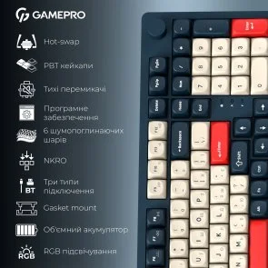 Фото: Клавіатура GamePro Asgard Drakkar MK305BL WL/BT/USB Blue № 20 | KTC