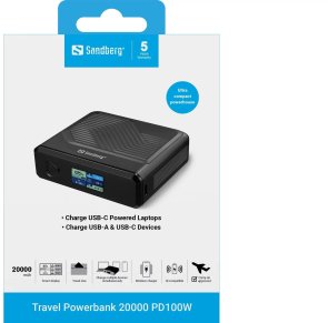 Батарея універсальна Sandberg Travel 20000mAh 100W Qi Wireless 15W (421-25)