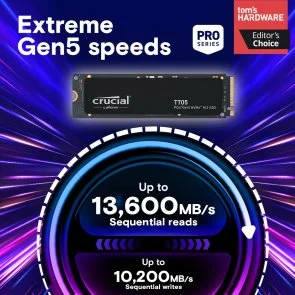 Фото: SSD-накопичувач Crucial T705 2280 PCIe 5.0 x4 NVMe 1TB (CT1000T705SSD3) № 2 | KTC