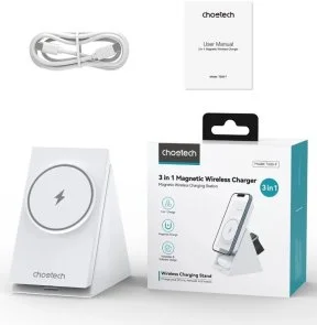 Фото: Бездротова зарядна станція Choetech T600-F 15W White № 4 | KTC