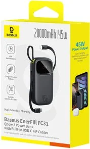 Фото: Батарея універсальна Baseus EnerFill FC31 Qpow3 Digital 20000mAh 45W Black (E0028D00) № 2 | KTC