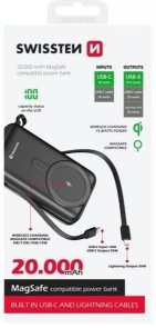 Батарея універсальна SWISSTEN Power Bank MagSafe 20000mAh 22.5W Black (8595217484795)