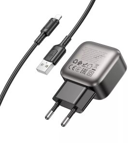 Зарядний пристрій BOROFONE BAS51A Absolute 2.4A Black with AM / Lightning (6941991116117)