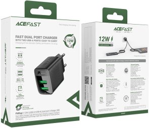 Зарядний пристрій Acefast A86 2.4A Black (6974316283270)