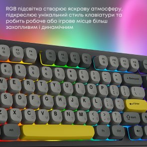 Клавіатура, Ajazz AF98 Plus ENG/UKR USB/WL/BT, Black/Gray/Yellow ( Gaming )