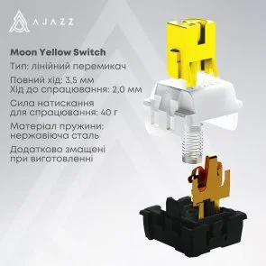 Фото: Клавіатура Ajazz AK650 Moon Yellow Switches ENG/UKR USB Gray/White/Yellow (AK650-MY-GWY) № 8 | KTC
