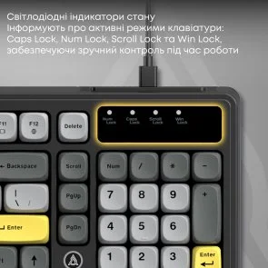 Фото: Клавіатура Ajazz AF98 USB Black/Gray/Yellow (AF98-BGY) № 10 | KTC