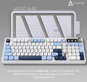 Клавіатура, Ajazz AF98 Plus ENG/UKR USB/WL/BT, Glacier Blue ( Gaming )