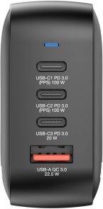 Зарядний пристрій Verbatim Mini QC3.0 PD GaN 100W Black (32231)