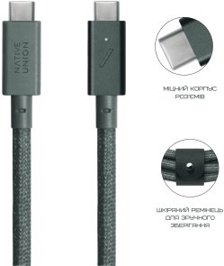 Кабель Native Union Belt Pro 240W Type-C / Type-C 2.4m Slate Green (BELT-PRO2-GRN-NP)