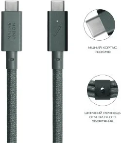 Фото: Кабель Native Union Belt Pro 240W Type-C / Type-C 2.4m Slate Green (BELT-PRO2-GRN-NP) № 5 | KTC