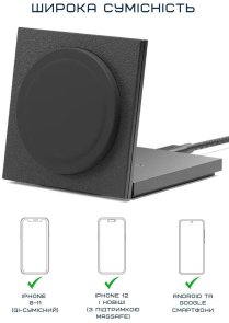 Бездротовий зарядний пристрій Native Union Rise Solo Qi2 Black (RS-SL-BLK)