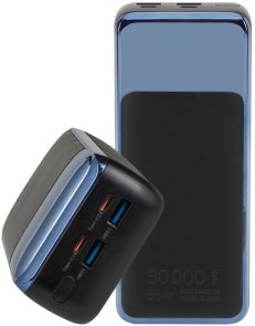 Батарея універсальна RivaCase RivaPower VA1080 30000mAh, 2xUSB, 2xType-C, 65W, Black