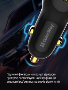 Автомобільний зарядний пристрій ColorWay 60W PD QC3.0 Black (CW-CHA046PD-BK)