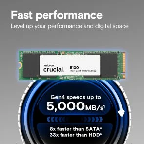 Фото: SSD-накопичувач Crucial E100 2280 PCIe 4.0 Gen4 NVMe 1TB (CT1000E100SSD8) № 2 | KTC