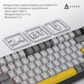 Клавіатура Ajazz AK820 Pro Flying Fish Switch RGB With Screen Wireless Black (AK820PRO-FF-BGY)
