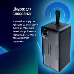 Батарея універсальна ColorWay Power Bank 50000mAh Digital Display 22.5W Black (CW-PB500LPC5BK-PDD)