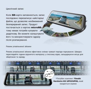 Відеореєстратор 70mai Rearview Mirror Dash Cam S410