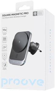 Кріплення для мобільного телефону Proove Square Magnetic PRO 15W Metal Gray (54692)